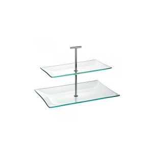 Aura 2 Tiered Rectangular Glass Plate Stand Aura 2 Tiered Rectangular Glass Plate Stand