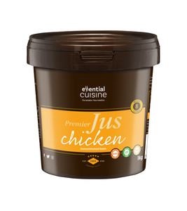 Essential Cuisine Premier Chicken Jus 1kg creates rich, glossy chicken jus in minutes. Ideal for reductions, sauces and gravies. Yields up to 8 litres per pot. Essential Cuisine Premier Chicken Jus 1kg creates rich, glossy chicken jus in minutes. Ideal for reductions, sauces and gravies. Yields up to 8 litres per pot.