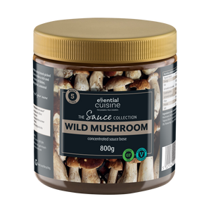 Buy Essential Cuisine Wild Mushroom Sauce Base 800g. Rich blend of wild and cultivated mushrooms. Quick to prepare, versatile, and makes up to 5 litres. Buy Essential Cuisine Wild Mushroom Sauce Base 800g. Rich blend of wild and cultivated mushrooms. Quick to prepare, versatile, and makes up to 5 litres.
