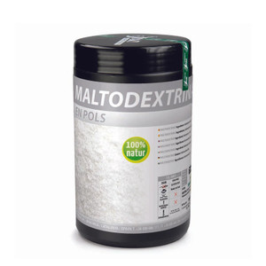 Container of Sosa Maltodextrina 500g with a silver and white label, used as a neutral bulking agent and fat-to-powder converter in modern cooking. Container of Sosa Maltodextrina 500g with a silver and white label, used as a neutral bulking agent and fat-to-powder converter in modern cooking.