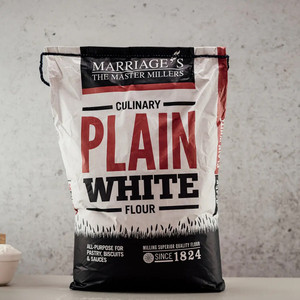 Buy Marriages Culinary Plain Flour 16kg. UK-milled plain flour ideal for cakes, biscuits, pastries, sauces and everyday baking. Bulk bag for great value. Buy Marriages Culinary Plain Flour 16kg. UK-milled plain flour ideal for cakes, biscuits, pastries, sauces and everyday baking. Bulk bag for great value.