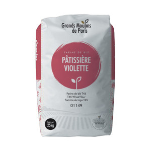 Discover Moul-Bie T45 Patisserie Violette Flour 25kg, ideal for French-style pastries and delicate bakes. Perfect for creating light, flaky treats. Discover Moul-Bie T45 Patisserie Violette Flour 25kg, ideal for French-style pastries and delicate bakes. Perfect for creating light, flaky treats.