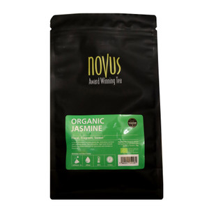 Novus Organic Jasmine Tea x 25 Pyramid. Organic whole-leaf green tea scented with jasmine flowers. Smooth, floral and refreshing in premium pyramid bags. Novus Organic Jasmine Tea x 25 Pyramid. Organic whole-leaf green tea scented with jasmine flowers. Smooth, floral and refreshing in premium pyramid bags.