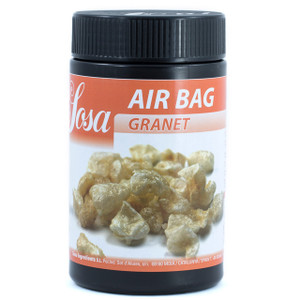 Black plastic tub of Sosa Air Bag Pork Grain 750g with orange label and image of crispy puffed pork granules on the front. Black plastic tub of Sosa Air Bag Pork Grain 750g with orange label and image of crispy puffed pork granules on the front.