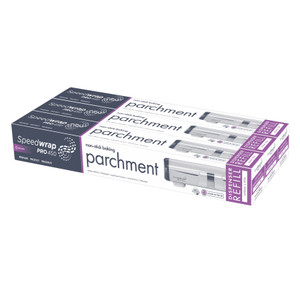 Speedwrap Baking Parchment 450mm x 50m 3 pack. Non stick, heat resistant parchment for baking, roasting, steaming and food prep. Compatible with Speedwrap 450.