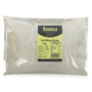 Suma Vital Wheat Gluten 3kg for bread making, seitan and baking. High-protein gluten powder that improves rise, texture and dough strength.