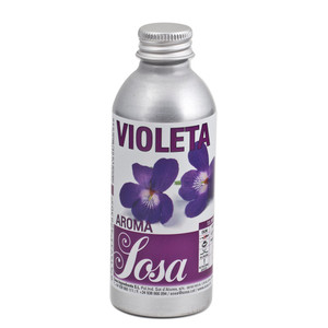 Sosa Aroma Violet 50g aluminium bottle with label showing violet flowers and purple text. Sosa Aroma Violet 50g aluminium bottle with label showing violet flowers and purple text.
