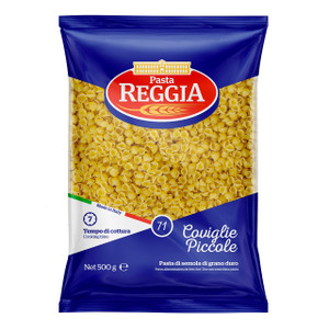 Reggia Conchiglie Piccole 500g is a classic Italian small shell pasta, perfect for holding sauces, bakes and everyday family meals.