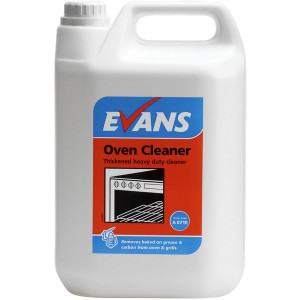 Evans Oven Cleaner 5L is a professional strength cleaner for removing baked on grease and carbon from ovens grills trays and racks.