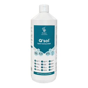 Evans Q Sol Superior Washing Up Liquid 1L offers professional grease cutting power for everyday dishwashing at home with a clean rinse finish.