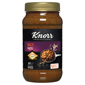 Knorr Professional Patak's Balti Paste 1.1kg is a rich Indian spice paste for quick balti curries, marinades and restaurant style sauces at home or in catering.
