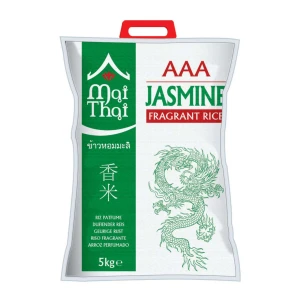 Mai Thai AAA Jasmine Rice 5kg, fragrant Thai rice with soft, slightly sticky grains, ideal for curries, stir-fries and everyday meals.