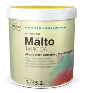 Toufood Malto Tapioca 1kg turns oils into powder. Create olive oil powder, nut toppings and flavour-packed garnishes with ease.