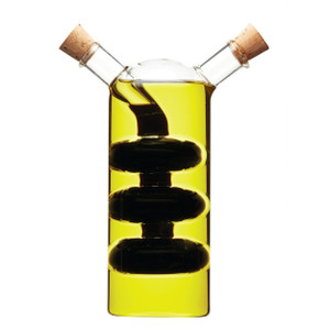 Dual Oil & Vinegar Cruet Bottle by KitchenCraft. Stylish glass design with separate chambers and easy pouring for table use.