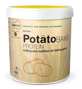 Toufood Potato Bake Protein 400g powdered stabilising and gelling agent for bakery, pastry, whipped desserts, mousses, and plant-based recipes.