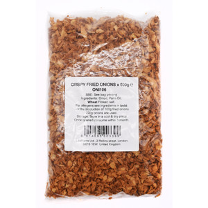 Crispy Onions 500g. Golden fried onions with a crunchy texture, perfect for burgers, curries, salads, loaded fries and savoury toppings.