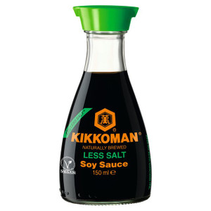 Kikkoman Less Salt Soy Sauce 150ml with 43% less salt. Naturally brewed Japanese soy sauce for marinades, stir-fries, dipping sauces and everyday cooking.
