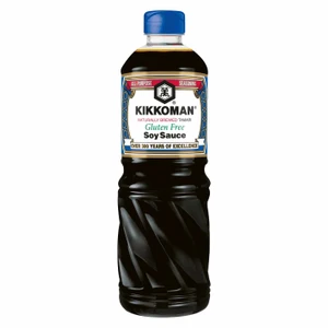 Kikkoman Tamari Gluten Free Soy Sauce 1L. Traditionally brewed Japanese soy sauce with rich umami flavour for marinades, dipping sauces and cooking.