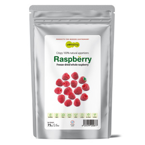 Buy Toufood Freeze Dried Whole Raspberries 75g. Premium 100% natural freeze-dried raspberries for baking, desserts, smoothies, cocktails and breakfast dishes.