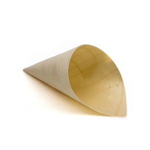 Buy 50 Kidei Poplar Wood Cones 45 x 85mm online. Premium disposable wooden cones for canapés, desserts, tastings, street food and catering events.