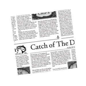 Catch of the Day Greaseproof Paper 6" includes 500 greaseproof sheets, perfect for serving fish and chips, seafood, burgers and street food with a classic finish.