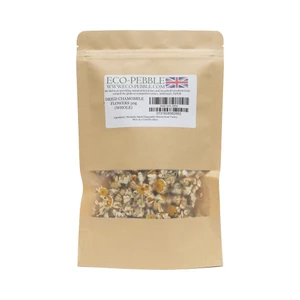 Eco-Pebble Chamomile Flowers 50g are fragrant dried flowers for chamomile tea, botanical infusions, baking, syrups, cocktails and desserts.