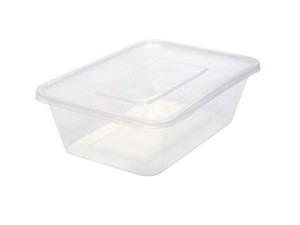 500ml Plastic Food Container & Lid x 50 for meal prep, portions and food storage. Microwave, freezer and dishwasher safe with matching lids included.