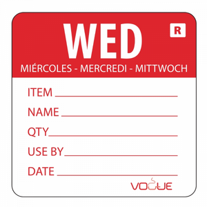 Hygiplas Dissolvable Food Rotation Labels Wednesday X 500 Hygiplas Dissolvable Food Rotation Labels Wednesday X 500