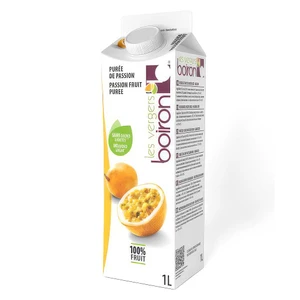 Boiron Ambient Passionfruit Puree 1kg brings bright, tropical fruit flavour to mousses, cheesecakes, sorbets, coulis, cocktails and desserts.