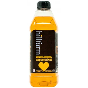 Hillfarm Cold Pressed Rapeseed Oil 2L. British extra virgin oil with a high smoke point, ideal for frying, roasting, and dressings.