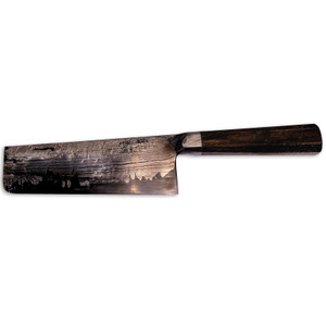 Leszek Sikon Bog Oak Damascus Nakiri Knife Leszek Sikon Bog Oak Damascus Nakiri Knife