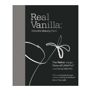 Signed hardback of Real Vanilla by Janet Sawyer telling the inspiring story of LittlePod’s 15-year mission to save real vanilla and support farmers. Signed hardback of Real Vanilla by Janet Sawyer telling the inspiring story of LittlePod’s 15-year mission to save real vanilla and support farmers.