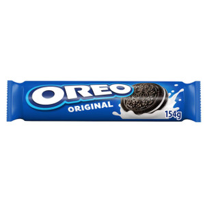 Oreo Biscuits 154g are classic chocolate sandwich biscuits with a creamy vanilla filling, ideal for snacking, baking, and simple desserts at home.