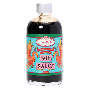 Poon’s London Premium First Extract Soy Sauce 250ml naturally fermented and first pressed for deep, balanced flavour in cooking and dipping.