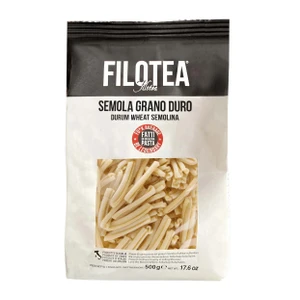 Buy Filotea Strozzapreti Durum Wheat Semolina Pasta 500g, an artisan Italian pasta perfect for creamy sauces, sausage and classic pasta dishes.