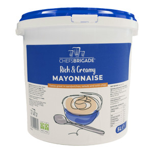 Shop Chefs Brigade Mayonnaise 5L, a rich and creamy mayonnaise perfect for sauces, dressings, dips, burgers and everyday cooking.