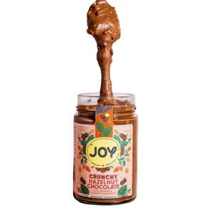 Joy Crunchy Hazelnut Chocolate Spread 330g. Italian hazelnut chocolate spread with crunchy wafers and chopped hazelnuts. As seen on James Martin.