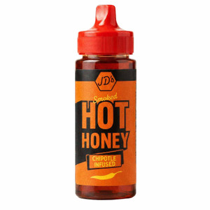 Buy JD's Smoked Hot Honey 260g online at i4C. A sweet, smoky chipotle honey perfect for pizza, barbecue, tacos, salmon and roasted vegetables.