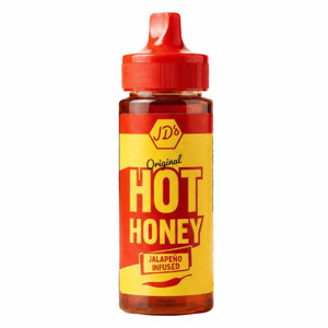 Buy JD's Original Hot Honey 260g online at i4C. Sweet honey infused with red jalapeños, perfect for pizza, chicken, barbecue, salads and more.
