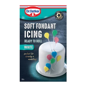Dr Oetker Ready to Roll White Soft Fondant Icing 1kg smooth and pliable. Perfect for cake covering, moulding decorations and creative baking.