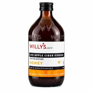 Willy’s Live Honey Apple Cider Vinegar 500ml blends raw British apple cider vinegar with organic honey for a smooth, gently sweet and tangy flavour.