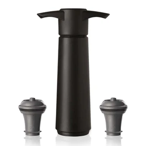 Vacu Vin Original Wine Saver Black With 2 Stoppers removes excess air from opened wine bottles to slow oxidation and help preserve freshness.