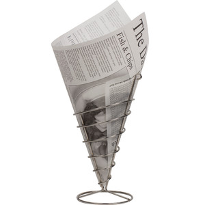Wire Chip Cone 11.5cm in stainless steel for stylishly serving chips snacks and sides. Perfect for home dining restaurants and cafes. Wire Chip Cone 11.5cm in stainless steel for stylishly serving chips snacks and sides. Perfect for home dining restaurants and cafes.