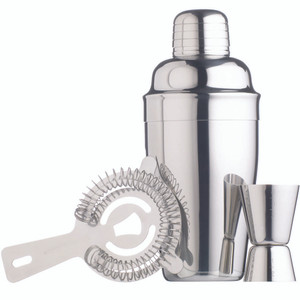 BarCraft Stainless Steel 3 Piece Cocktail Set with shaker, strainer, and jigger. Durable, easy to use, and perfect for home or professional bars. BarCraft Stainless Steel 3 Piece Cocktail Set with shaker, strainer, and jigger. Durable, easy to use, and perfect for home or professional bars.