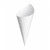 White Chip Cones x 100, sturdy cardboard cones for chips, street food and takeaway, suitable for hot or cold servings up to 100°C.