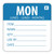 Hygiplas Dissolvable Food Rotation Labels Monday x 500 are 2 x 2 inch labels for clear food rotation, stock control and reusable food containers.