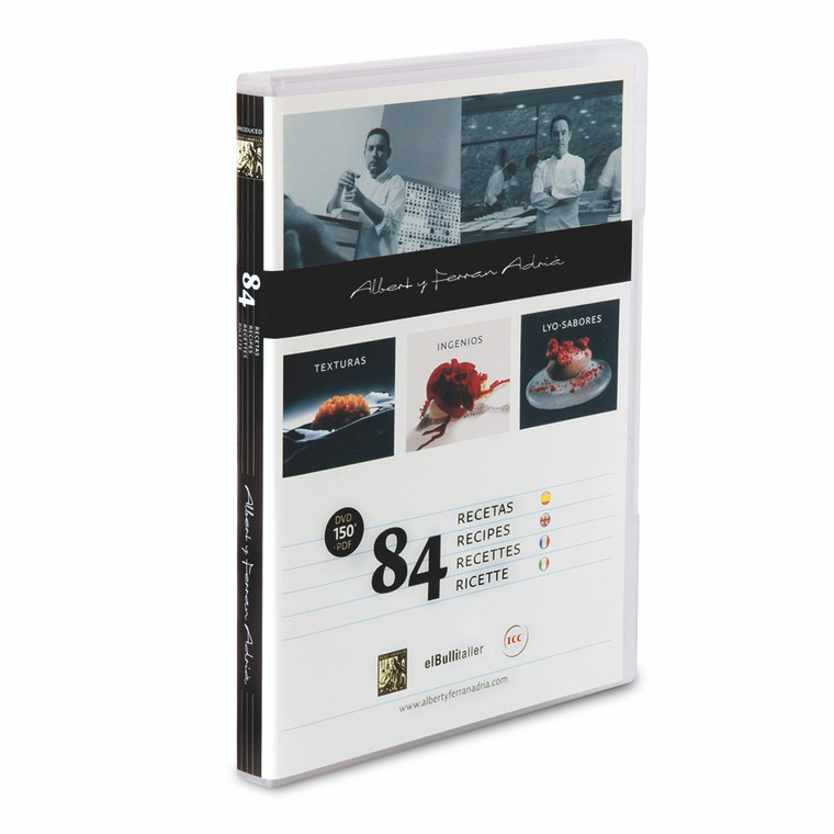 El Bulli 84 Recipes DVD with 150 minutes of video showcases 84 modernist recipes using Texturas and Lyo-Sabores, available in English, French, Spanish and Italian. El Bulli 84 Recipes DVD with 150 minutes of video showcases 84 modernist recipes using Texturas and Lyo-Sabores, available in English, French, Spanish and Italian.