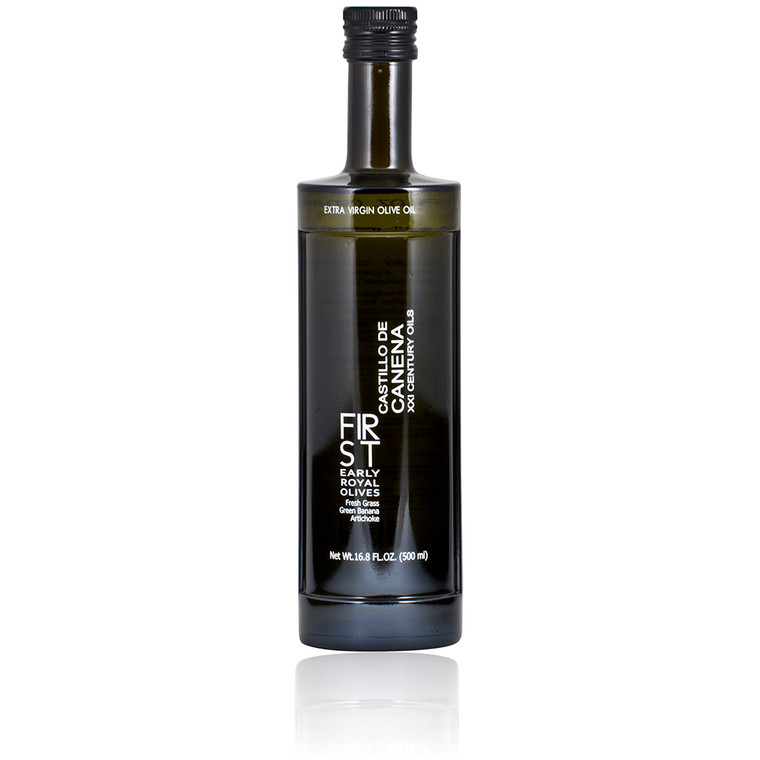 Castillo de Canena First Early Royal Extra Virgin Olive Oil 500ml from Jaén Spain made from rare Royal olives early harvested for intense fruity flavour.