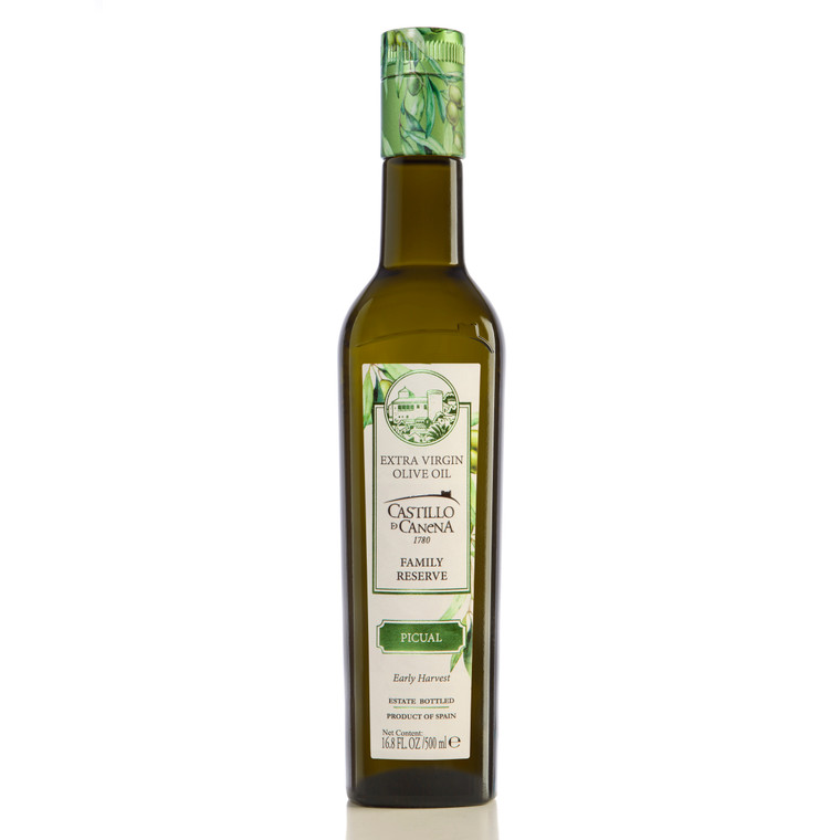Castillo de Canena Picual Family Reserve Extra Virgin Olive Oil 500ml from Jaén, Spain. Robust flavour with grassy, peppery notes. Perfect for salads, vegetables, meat & bread.