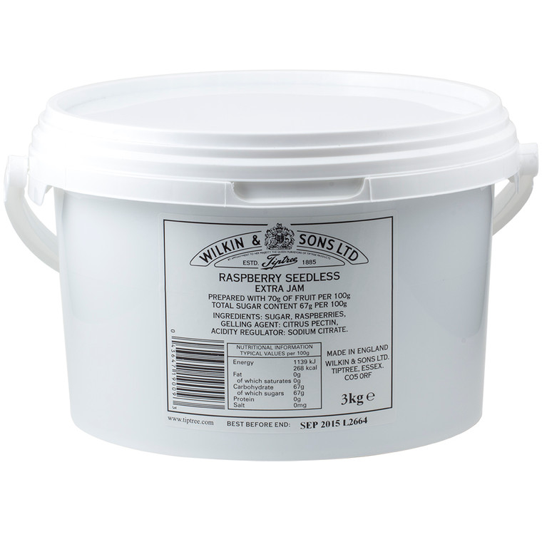 Tiptree Raspberry Seedless Conserve 3kg with a rich fruity flavour and smooth texture. Perfect for baking, patisserie, desserts and catering kitchens. Tiptree Raspberry Seedless Conserve 3kg with a rich fruity flavour and smooth texture. Perfect for baking, patisserie, desserts and catering kitchens.